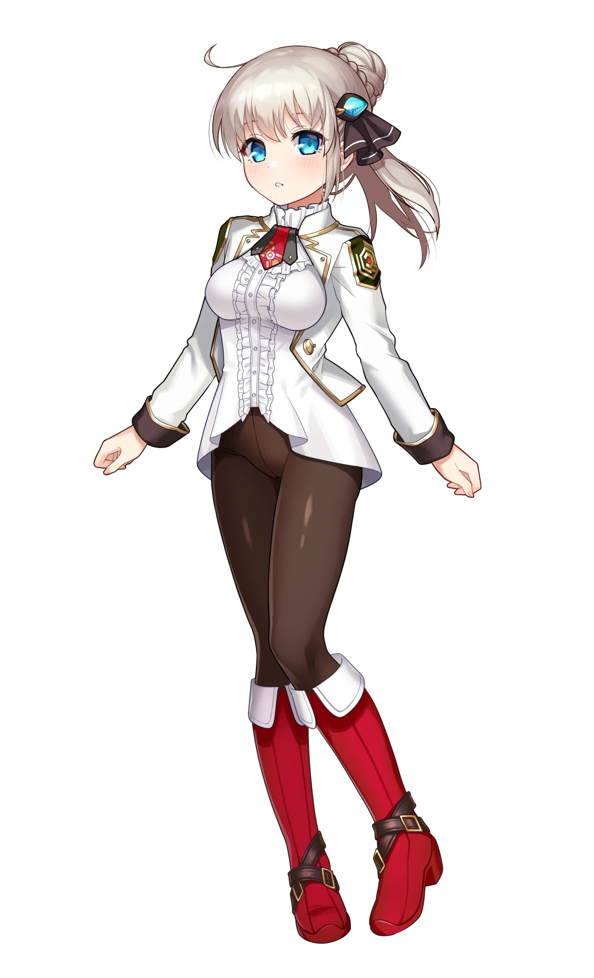 罗玛莎身穿白色制服、深色长裤与红色长靴的全身立绘